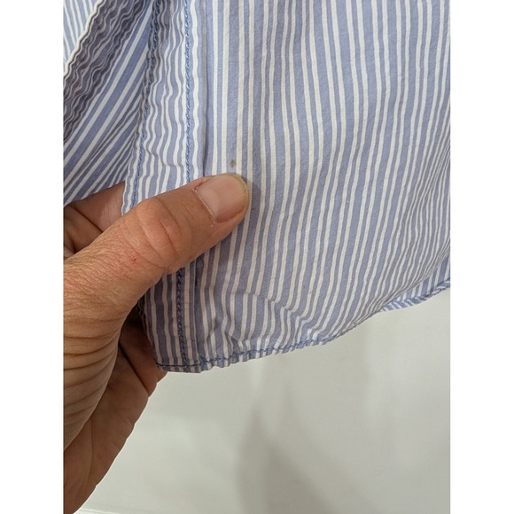 Free People Tie It In A Bow Oversized Cotton Shirt Blouse women's XS blue stripe - Picture 5 of 10